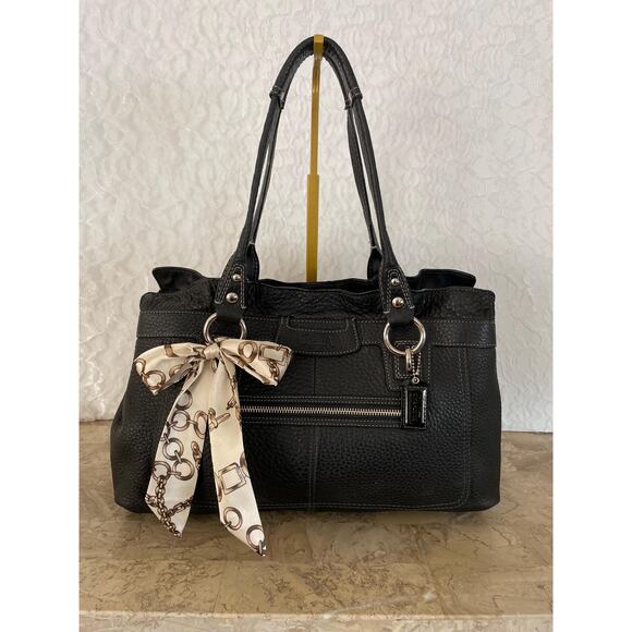 Coach Large penelope F14682 black pebble Leather Satchel BAG PURSE - Picture 1 of 10